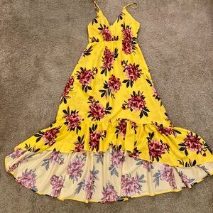 Pacific Vibes Floral Yellow High-Low Sundress